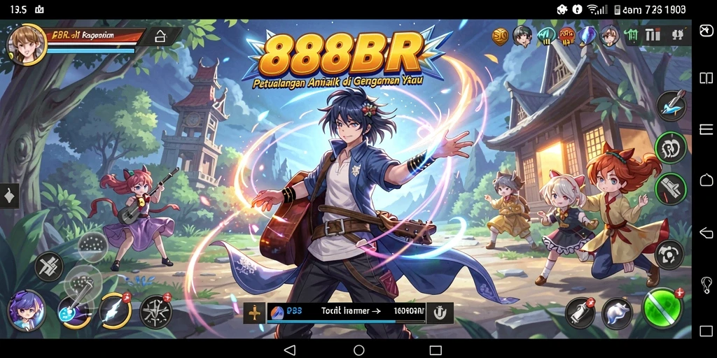 Tangkapan layar dari gameplay seru 888R dengan karakter Anime ikonik.