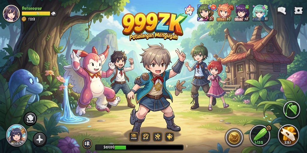 Tampilan gameplay seru dalam 999ZK dengan karakter Anime.
