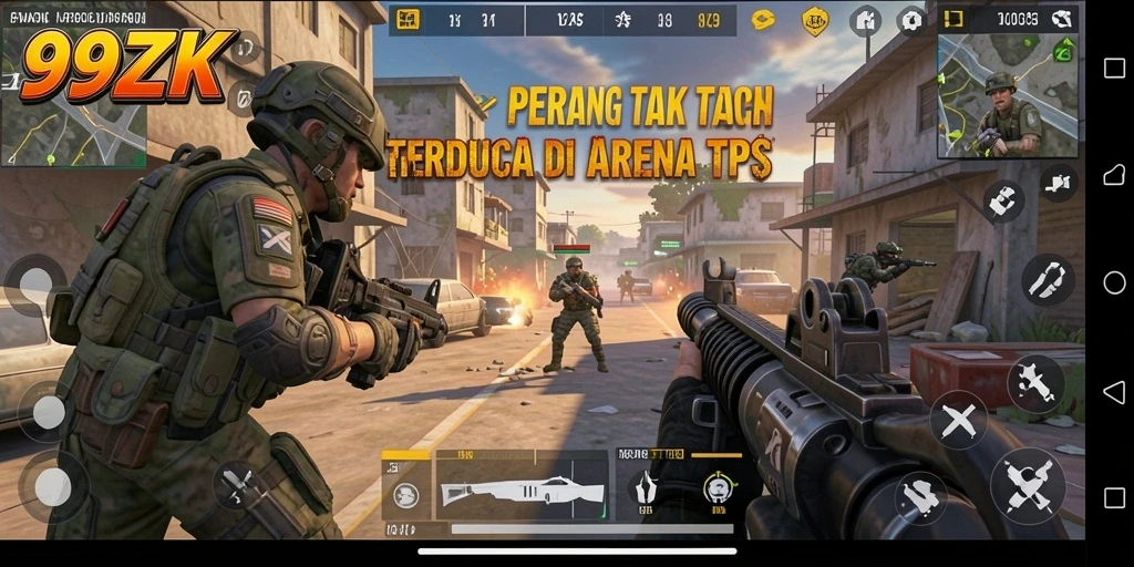 Tangkapan layar utama 99ZK menampilkan aksi bertempur yang mendebarkan.