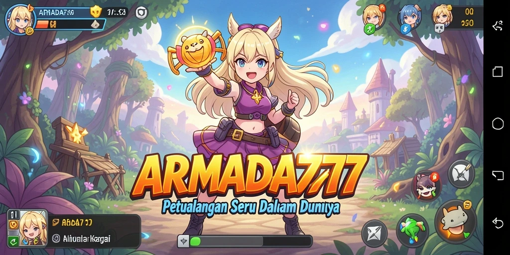 Tampilan gameplay seru dari ARMADA777 dengan karakter Anime yang menawan.