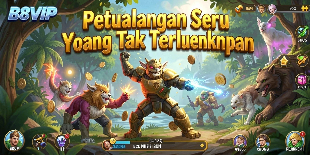 Screenshot utama B8VIP menampilkan gameplay petualangan yang mendebarkan.