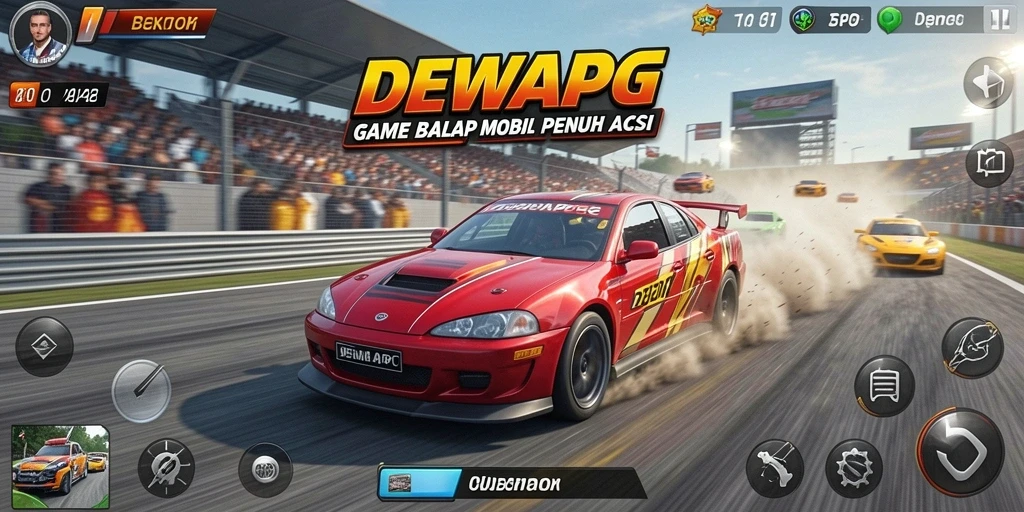 Tangkapan layar gameplay DEWAPG yang menampilkan aksi balap mendebarkan.