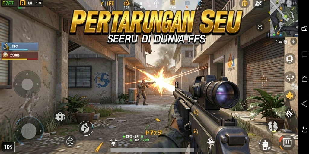 Screenshot menampilkan aksi tembak-menembak intens dalam F7F7.