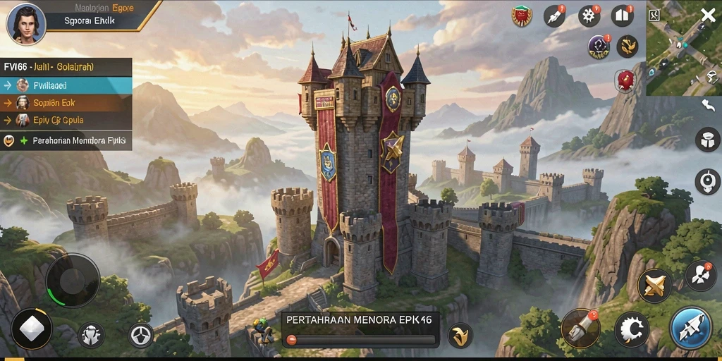 Screenshot gameplay FW66 menunjukkan aksi pertahanan menara yang menarik.