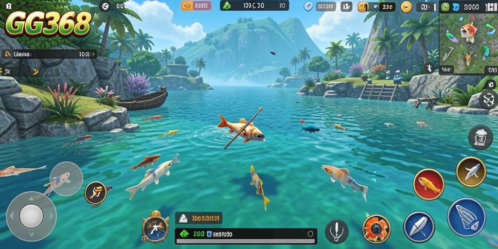 Tampilan gameplay GG368 dengan aksi memancing yang seru dan grafis menawan.