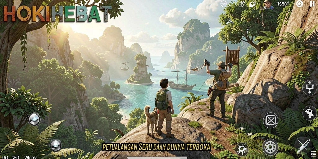 Gameplay HOKIHEBAT dalam dunia terbuka yang luas dan menarik.