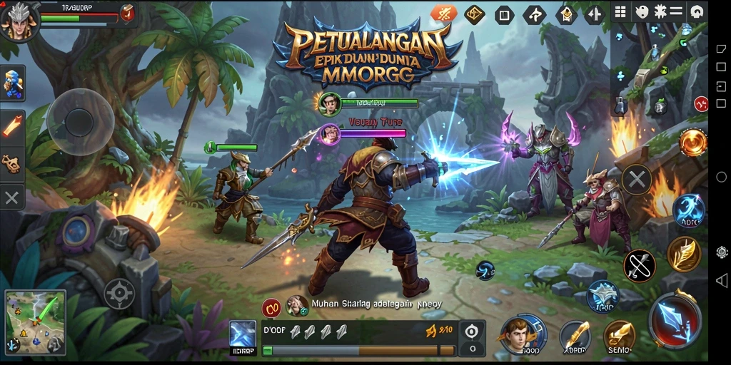 Screenshot IDRRP menampilkan pemain beraksi di dunia MMORPG yang luas.