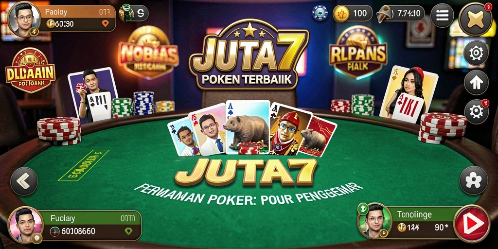 Tampilan gameplay Poker yang seru dan menarik di JUTA7.