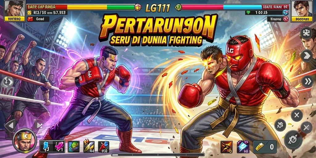 Screenshot utama LG111 menampilkan aksi pertarungan mendebarkan antara karakter yang kuat.