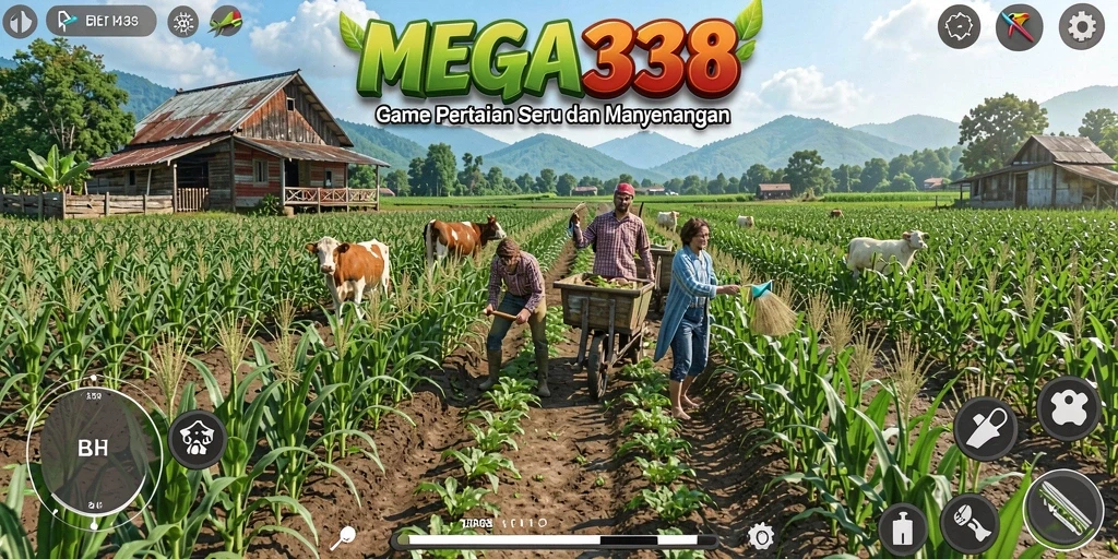 Screenshot gameplay <strong>MEGA338</strong> menunjukkan ladang yang subur dan tanaman yang beragam.
