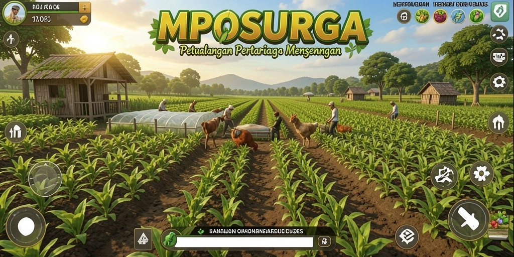 Pengalaman gameplay MPOSURGA dengan aktivitas bertani yang seru.