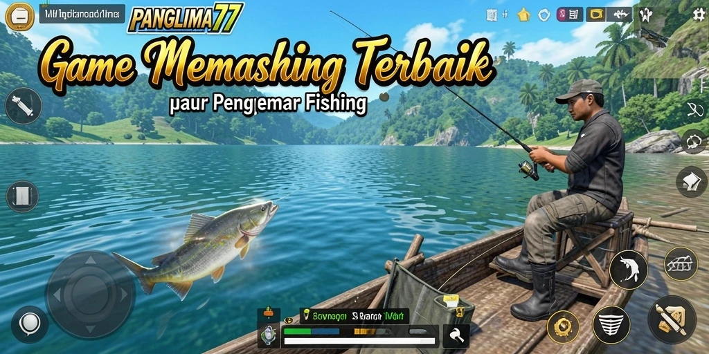 Gameplay seru PANGLIMA77 dengan fitur memancing yang menarik.