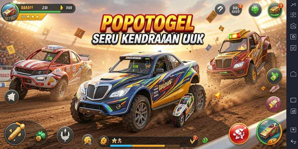 Tangkapan layar utama POPOTOGEL menampilkan aksi balapan yang mendebarkan.