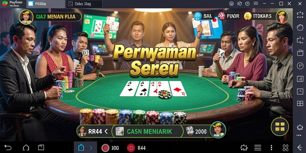 Screenshot gameplay RR44 menampilkan meja poker yang seru dan interaksi pemain.