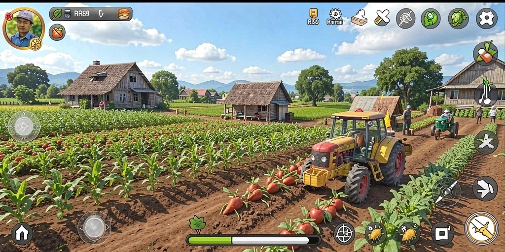 Tangkapan layar utama RR89 menampilkan gameplay pertanian yang seru dan menarik.