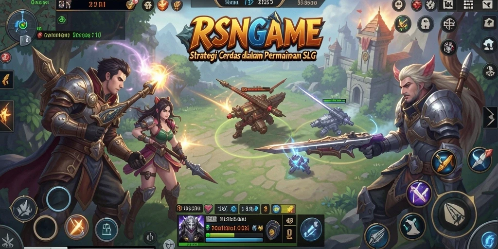 Screenshot menampilkan aksi pertempuran di RSNGAME dengan strategi SLG.