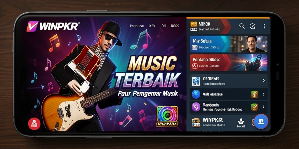 Tampilan gameplay seru dari WINPKR dengan beragam lagu musik.