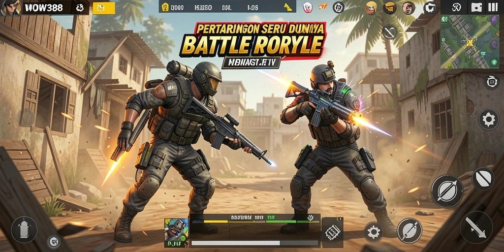 Tangkapan layar menunjukkan aksi seru dalam gameplay Battle Royale.