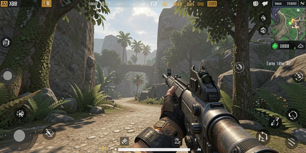 Tampilan gameplay X88 yang intens dan mendebarkan di medan perang.